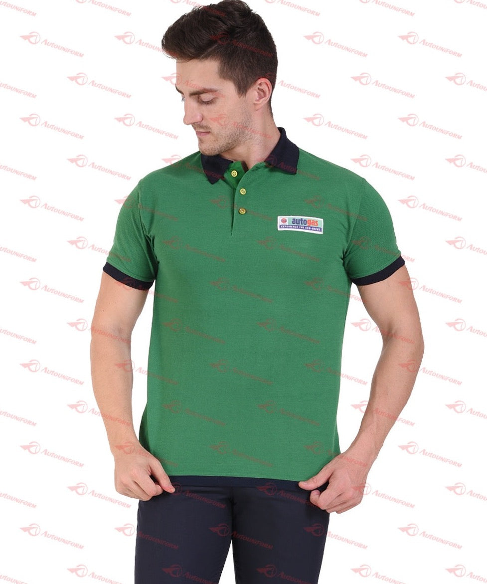 Indian Oil Auto Gas Uniform Green Tshirt Collar www.autouniform.com