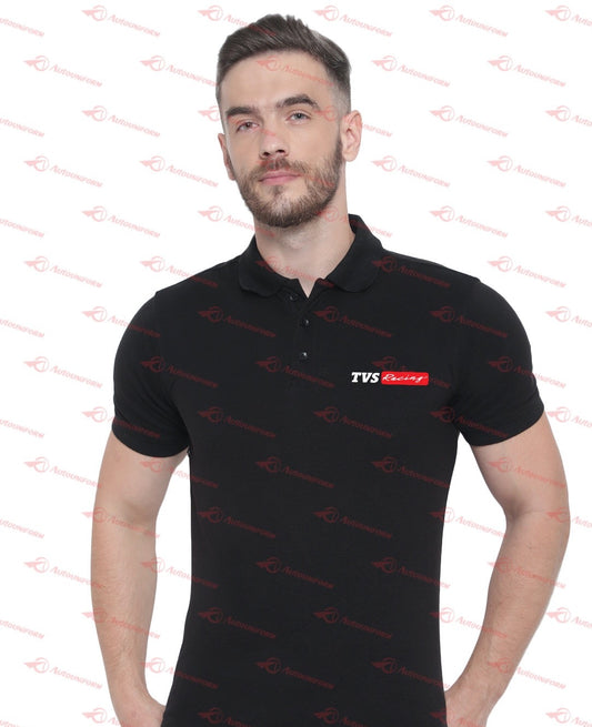 tvs racing black collar tshirt